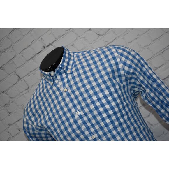 J Crew Dress Shirt Button Up Men Size Medium Classic Fit Blue White Plaids - Picture 5 of 5